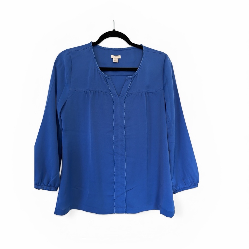 J Crew Blue Women's V-Neck Long Sleeve Blouse